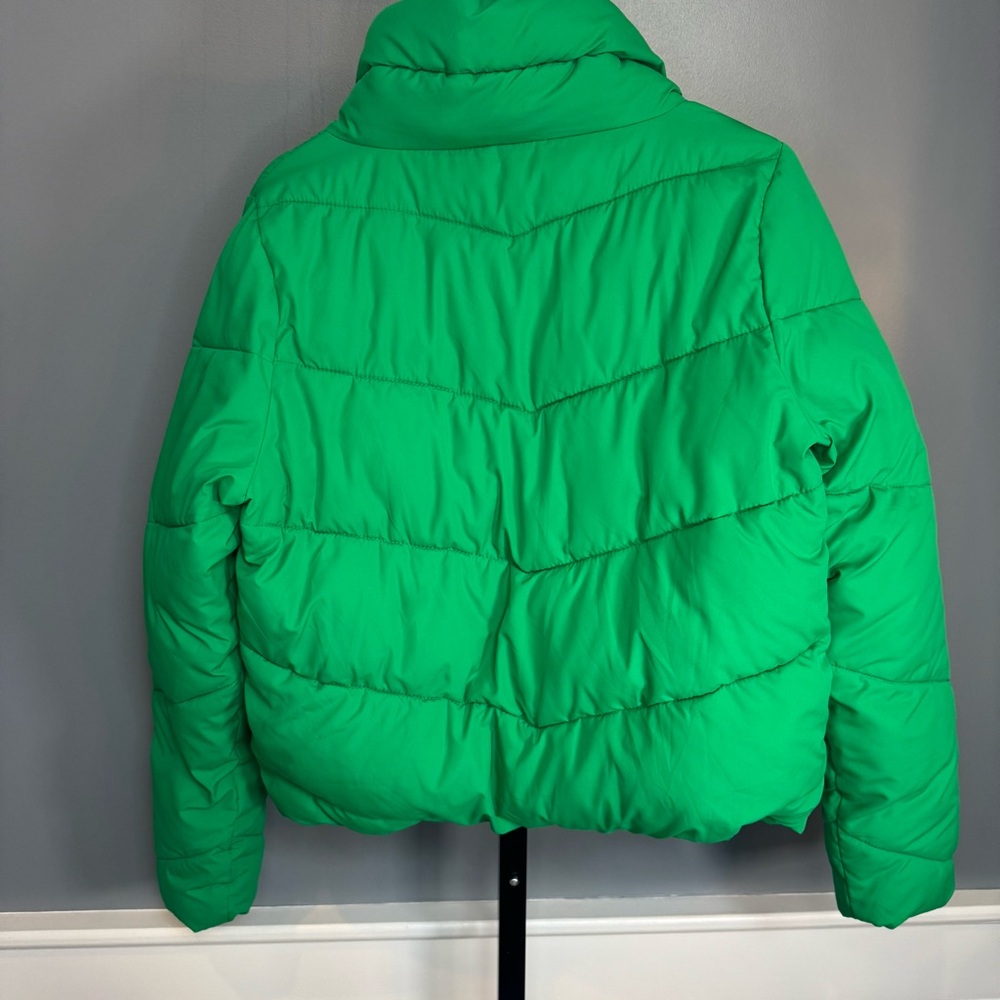 Abercrombie & Fitch Green‎ Cropped Puffer Jacket Zip Quilted Medium - Picture 12 of 13